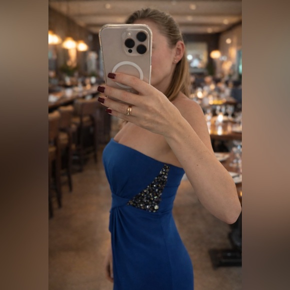 BCBGMAXAZRIA ROYAL BLUE WHITLEY STRAPLESS TIE GOWN SIZE 4 - Picture 4 of 8